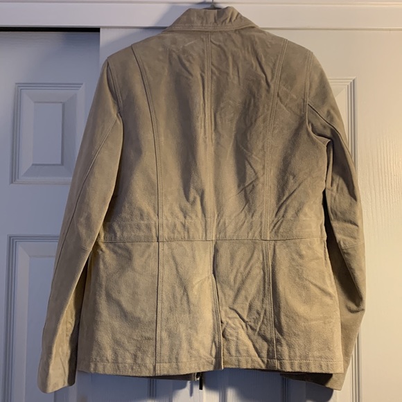 Style & Co beautiful genuine leather tan zip up jacket!! - Picture 2 of 8